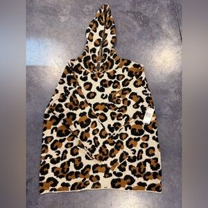 Chelsea & Theodore Taupe Leopard Print Hooded Sweater,